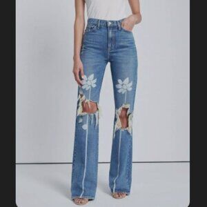 NWOT 7 For All Mankind Floral Distressed Jeans Size 27